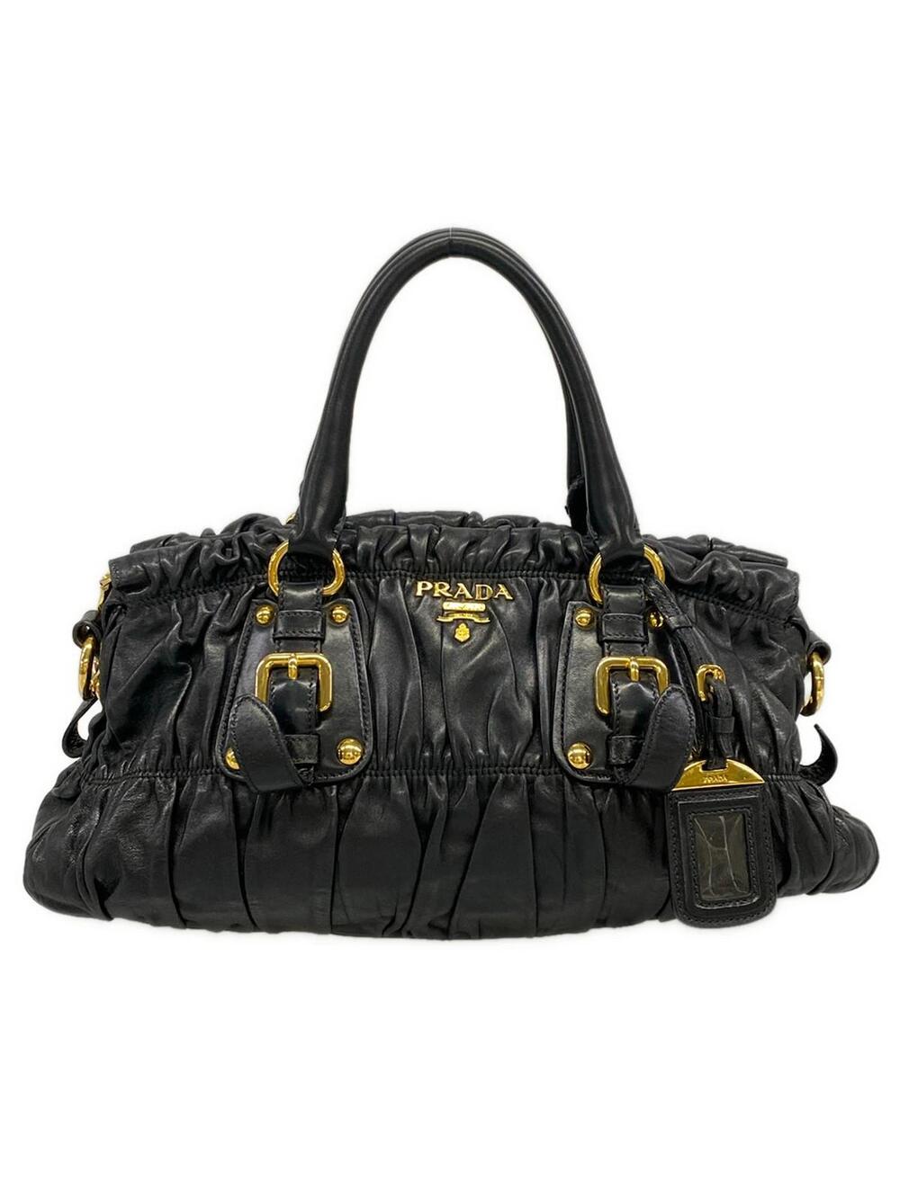 Prada Gathered Bag Black Leather #363353P11B
